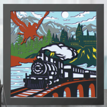 Intra απο ξύλο plywood 3mm-4mm πάχος – Πρότυπο Old Train Shadow Box Δίασταση  20x20 cm INTRAFABR-69841748 - Image 1