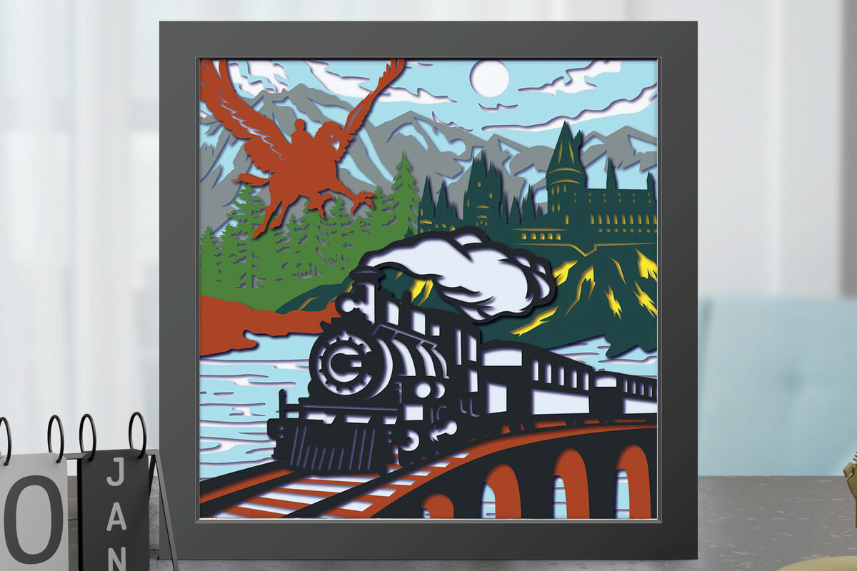 Intra απο ξύλο plywood 3mm-4mm πάχος – Πρότυπο Old Train Shadow Box Δίασταση  20x20 cm INTRAFABR-69841748