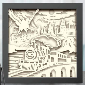 Intra απο ξύλο plywood 3mm-4mm πάχος – Πρότυπο Old Train Shadow Box Δίασταση  20x20 cm INTRAFABR-69841748 - Image 2