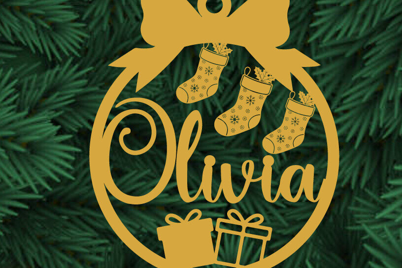 Intra απο ξύλο plywood 3mm-4mm πάχος – Αρχείο κοπής με λέιζερ Χριστουγεννιάτικο Στολίδι Olivia Δίασταση  20x20 cm INTRAFABR-109762953