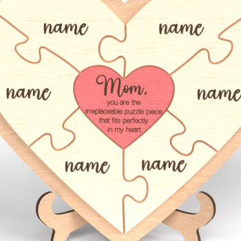 Intra απο ξύλο plywood 3mm-4mm πάχος – Om παζλ καρδιά σημάδι με ονόματα Δίασταση  20x20 cm INTRAFABR-119207968 - Image 1