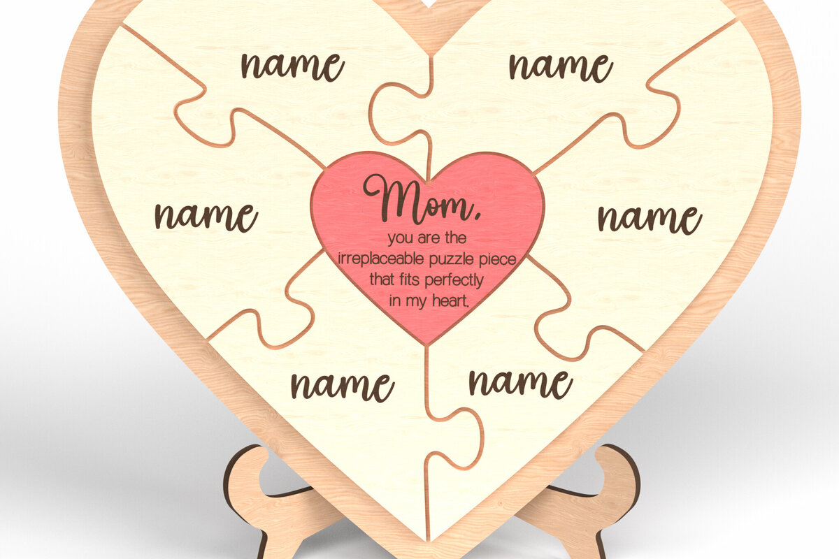 Intra απο ξύλο plywood 3mm-4mm πάχος – Om παζλ καρδιά σημάδι με ονόματα Δίασταση  20x20 cm INTRAFABR-119207968