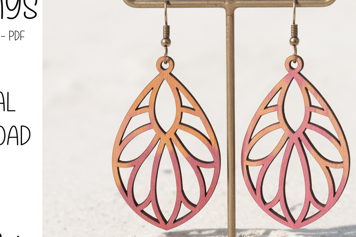 Intra απο ξύλο plywood 3mm-4mm πάχος – Σκουλαρίκια Ombre Petal Drop Δίασταση  5x5 cm INTRAFABR-121745827