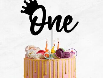 Intra απο ξύλο plywood 3mm-4mm πάχος – One Cake Topper με κορώνα Δίασταση  20x20 cm INTRAFABR-75259085 - Image 1