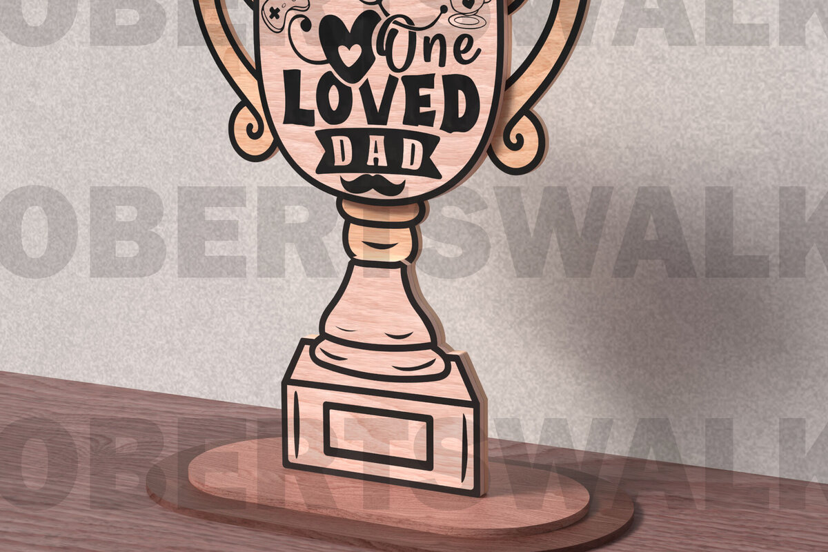 Intra απο ξύλο plywood 3mm-4mm πάχος – Αρχείο κοπής με λέιζερ One Loved Dad Trophy Δίασταση  20x20 cm INTRAFABR-122192782