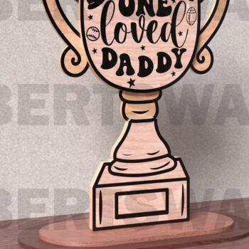 Intra απο ξύλο plywood 3mm-4mm πάχος – One Loved Daddy Trophy Δίασταση  20x20 cm INTRAFABR-122192700 - Image 2