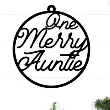 Intra απο ξύλο plywood 3mm-4mm πάχος – ONE MERRY AUNTIE Στολίδι  Τέχνη τοίχου Δίασταση  40x30 cm INTRAFABR-86052719 - Image 1