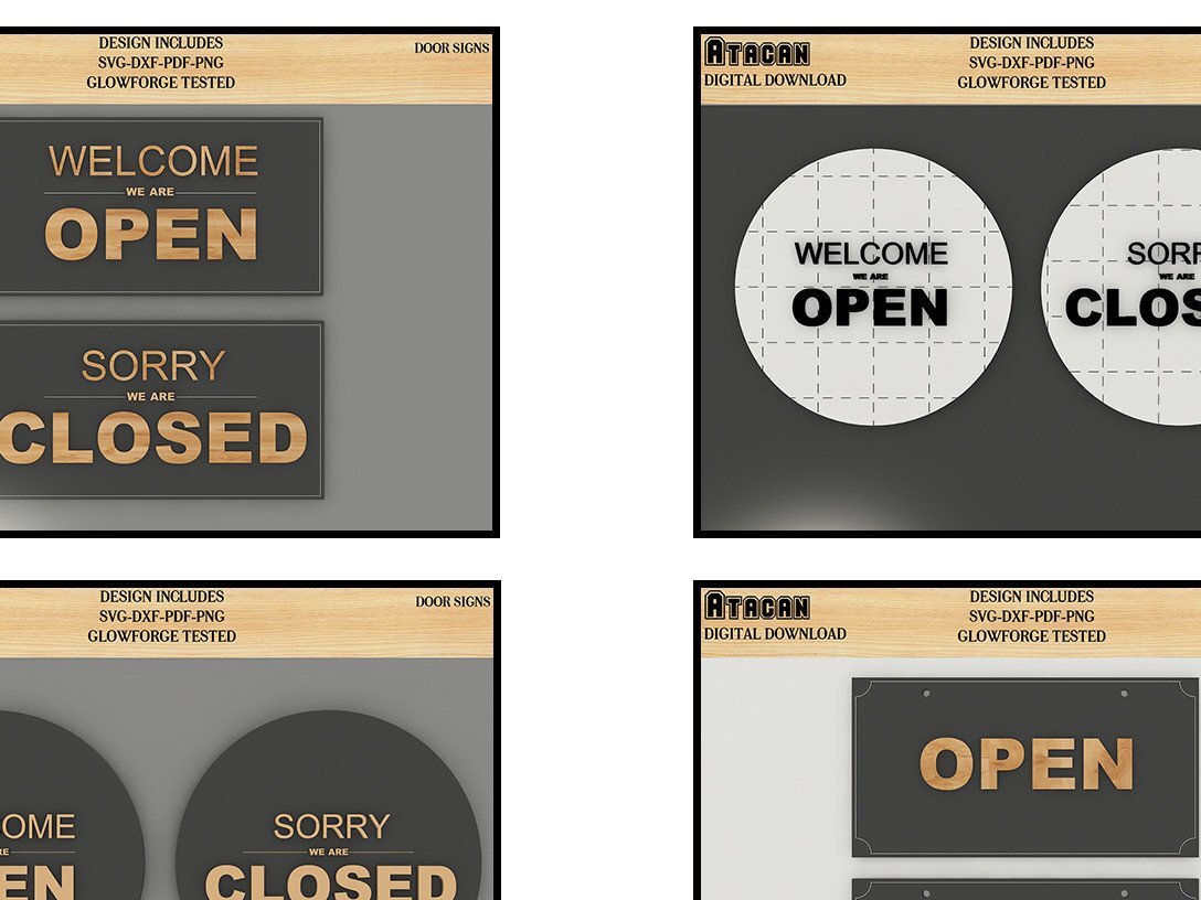 Intra απο ξύλο plywood 3mm-4mm πάχος – Ανοίξτε το Closed BUNDLE Shop Signs Δίασταση  40x30 cm INTRAFABR-39423694