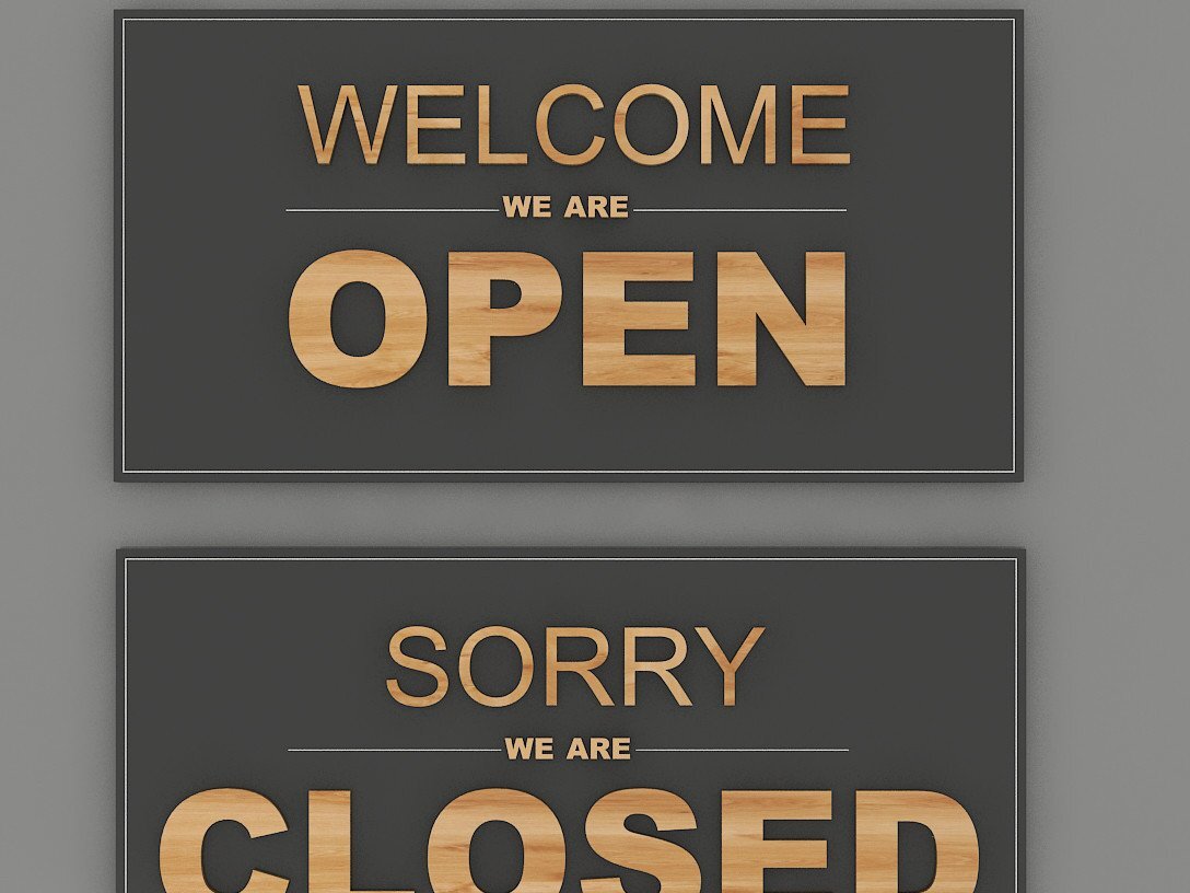 Intra απο ξύλο plywood 3mm-4mm πάχος – Ανοίξτε τα αρχεία αποκοπής Sign Closed Shop Δίασταση  40x30 cm INTRAFABR-39276700