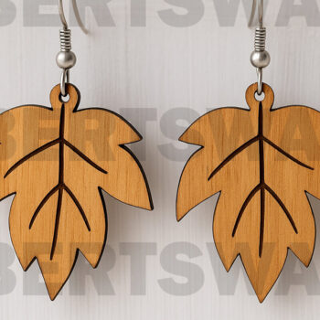 Intra απο ξύλο plywood 3mm-4mm πάχος – Ανοίξτε το σκουλαρίκι με περίγραμμα φύλλων Δίασταση  5x5 cm INTRAFABR-123812963 - Image 1