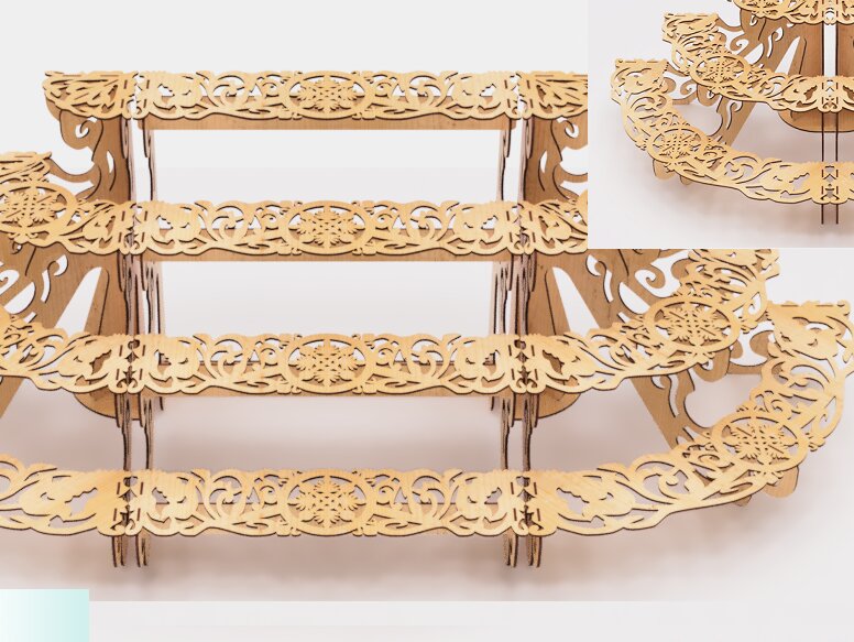 Intra απο ξύλο plywood 3mm-4mm πάχος – Αρχεία κοπής με λέιζερ ράφια προβολής ανοιχτού τύπου Δίασταση  20x20 cm INTRAFABR-95633812