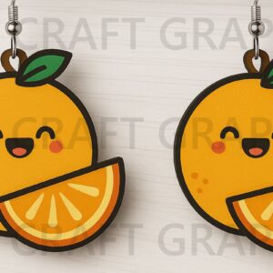 Intra απο ξύλο plywood 3mm-4mm πάχος – Πορτοκαλί σκουλαρίκια Cute Summer Δίασταση 5x5 cm INTRAFABR-123010328