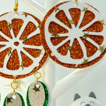 Intra απο ξύλο plywood 3mm-4mm πάχος – Πρότυπο πορτοκαλί σκουλαρίκια Δίασταση  5x5 cm INTRAFABR-8047923 - Image 2