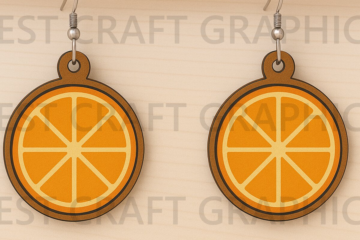 Intra απο ξύλο plywood 3mm-4mm πάχος – Orange Slice Earrings Αρχείο Δίασταση  5x5 cm INTRAFABR-123671518