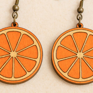 Intra απο ξύλο plywood 3mm-4mm πάχος – Orange Slice Earrings Δίασταση  5x5 cm INTRAFABR-120915187