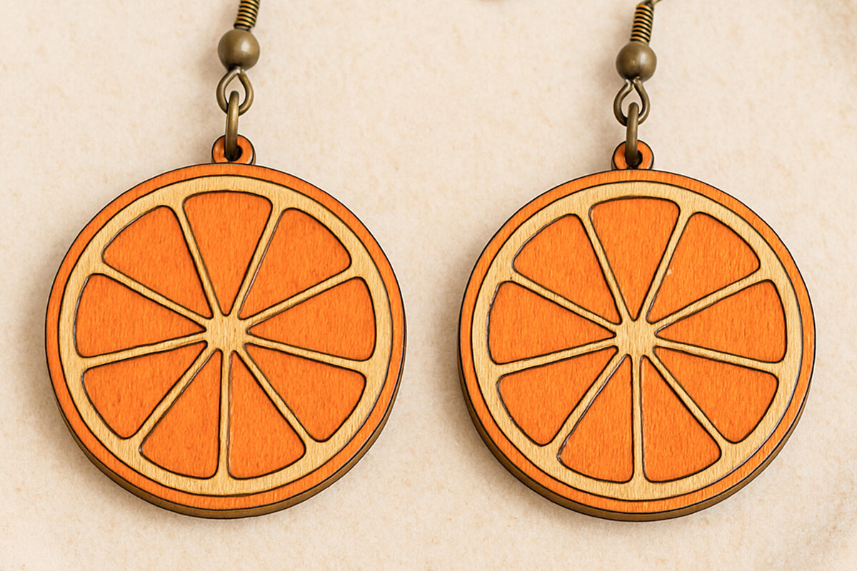 Intra απο ξύλο plywood 3mm-4mm πάχος – Orange Slice Earrings Δίασταση  5x5 cm INTRAFABR-120915187