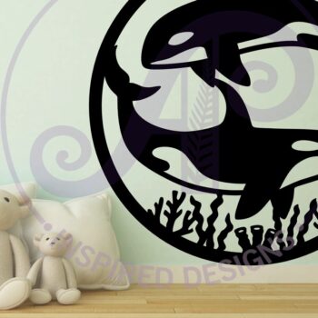 Intra απο ξύλο plywood 3mm-4mm πάχος – Orcas, Killer Whales Wall Sign Laser Δίασταση  40x30 cm INTRAFABR-114284994 - Image 2