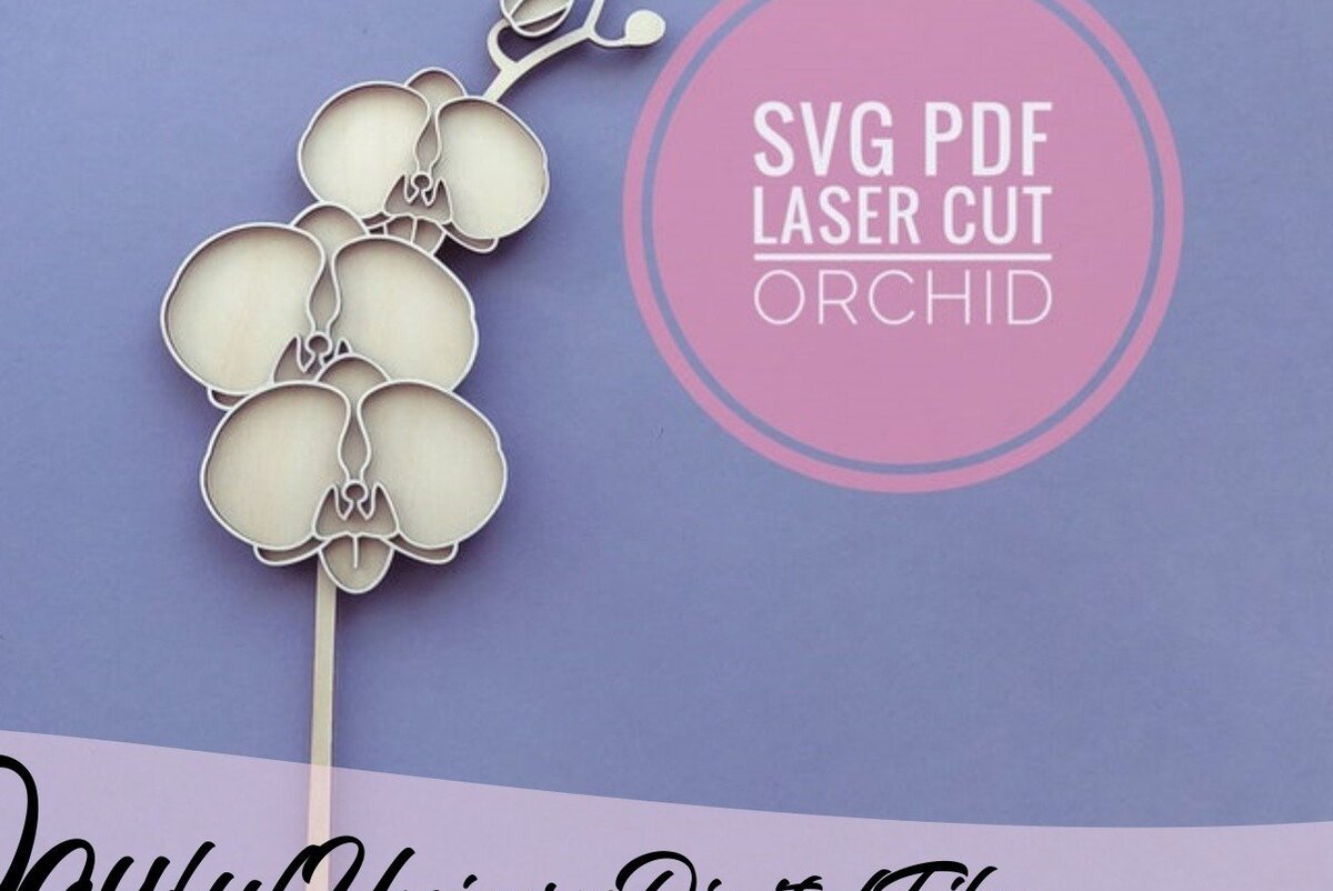 Intra απο ξύλο plywood 3mm-4mm πάχος – Λουλούδι ορχιδέας κομμένο με λέιζερ Δίασταση  20x20 cm INTRAFABR-34439748