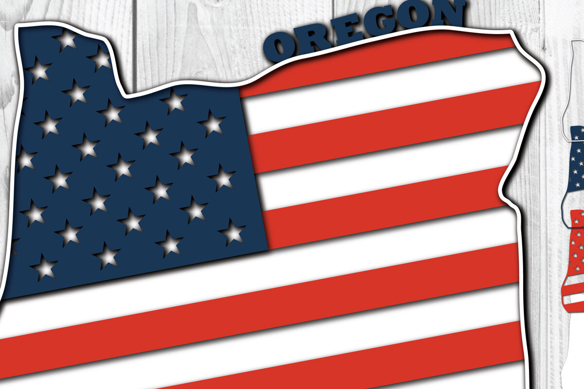 Intra απο ξύλο plywood 3mm-4mm πάχος – Oregon USA 3d Flag Paper Cut Δίασταση  20x20 cm INTRAFABR-65211505