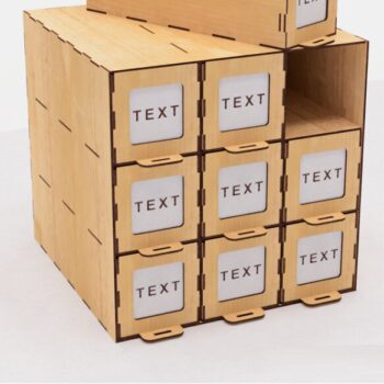 Intra απο ξύλο plywood 3mm-4mm πάχος – Organizer 9 Drawers Αρχεία κοπής με λέιζερ Δίασταση  20x20 cm INTRAFABR-103710168 - Image 1