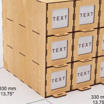 Intra απο ξύλο plywood 3mm-4mm πάχος – Organizer 9 Drawers Αρχεία κοπής με λέιζερ Δίασταση  20x20 cm INTRAFABR-103710168 - Image 2