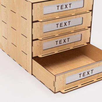 Intra απο ξύλο plywood 3mm-4mm πάχος – Organizer με 4 συρτάρια κομμένα αρχεία με λέιζερ Δίασταση  20x20 cm INTRAFABR-102467284 - Image 1