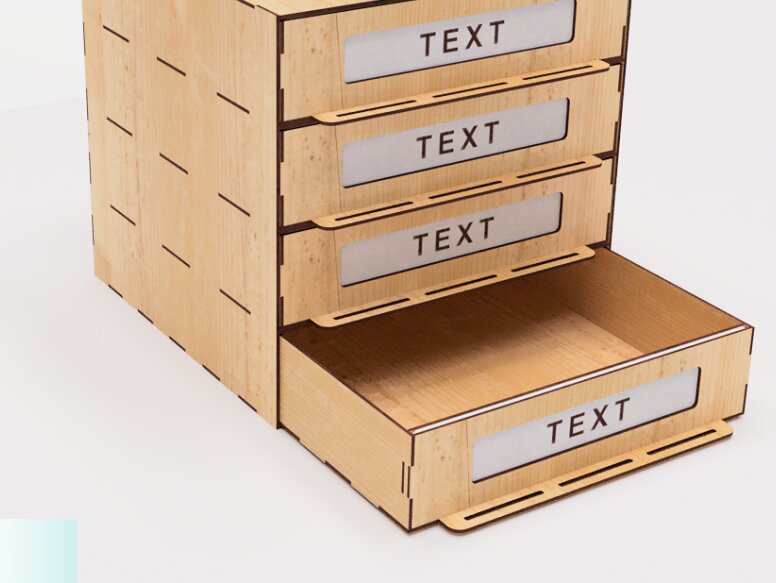 Intra απο ξύλο plywood 3mm-4mm πάχος – Organizer με 4 συρτάρια κομμένα αρχεία με λέιζερ Δίασταση  20x20 cm INTRAFABR-102467284