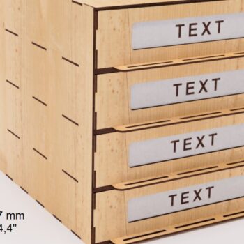 Intra απο ξύλο plywood 3mm-4mm πάχος – Organizer με 4 συρτάρια κομμένα αρχεία με λέιζερ Δίασταση  20x20 cm INTRAFABR-102467284 - Image 2