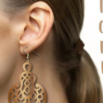 Intra απο ξύλο plywood 3mm-4mm πάχος – Oriental Earrings Earrings Δίασταση  5x5 cm INTRAFABR-99490659 - Image 3