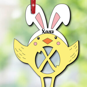 Intra απο ξύλο plywood 3mm-4mm πάχος – Στολίδι Πασχαλινό γράμμα X Κοτόπουλο Δίασταση  20x20 cm INTRAFABR-112719639