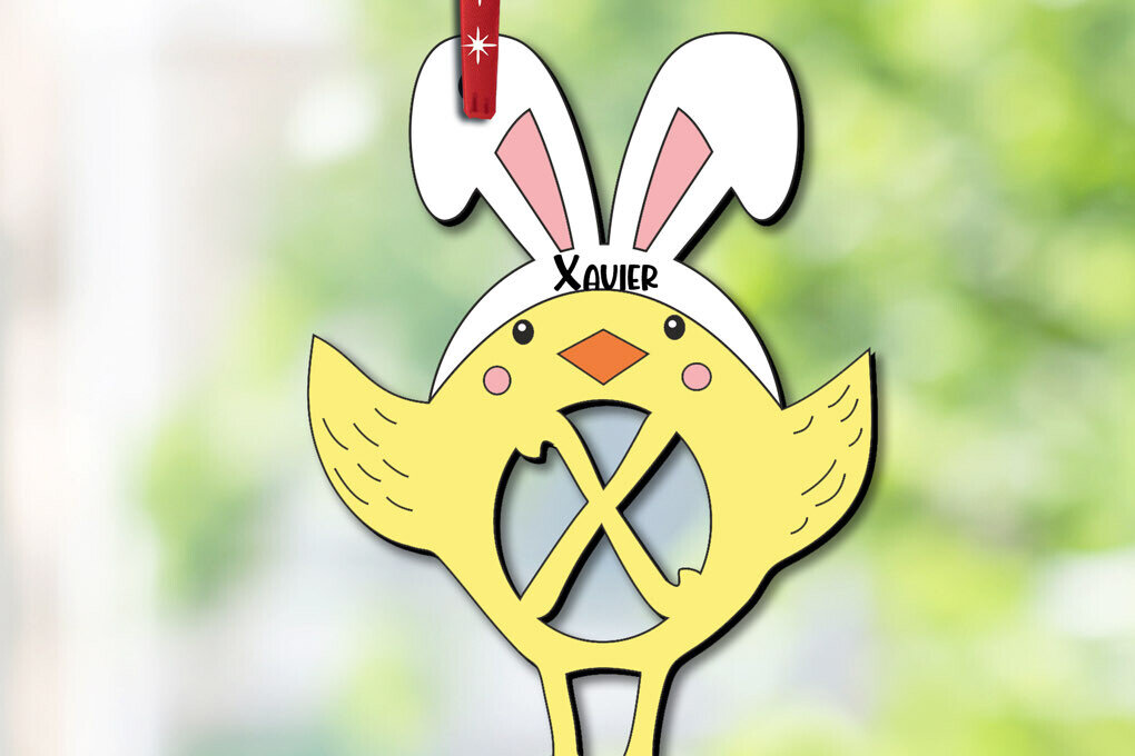 Intra απο ξύλο plywood 3mm-4mm πάχος – Στολίδι Πασχαλινό γράμμα X Κοτόπουλο Δίασταση  20x20 cm INTRAFABR-112719639