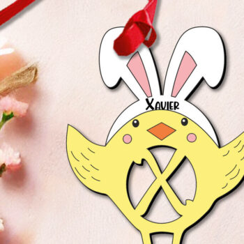 Intra απο ξύλο plywood 3mm-4mm πάχος – Στολίδι Πασχαλινό γράμμα X Κοτόπουλο Δίασταση  20x20 cm INTRAFABR-112719639 - Image 3