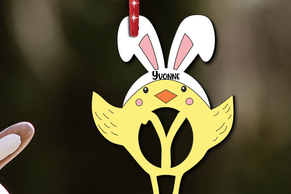 Intra απο ξύλο plywood 3mm-4mm πάχος – Στολίδι Πασχαλινό γράμμα Y Chicken Bird Δίασταση  20x20 cm INTRAFABR-112719680