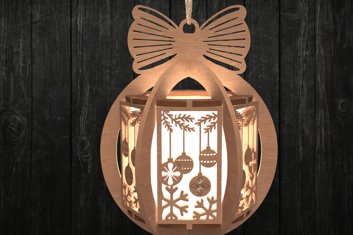 Intra απο ξύλο plywood 3mm-4mm πάχος – Στολίδι Φανάρι γιρλάντα - Διακόσμηση διακοπών Δίασταση  20x20 cm INTRAFABR-108508686