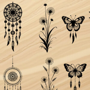 Intra απο ξύλο plywood 3mm-4mm πάχος – Διακοσμητικά floral πρότυπα κοπής λέιζερ Δίασταση 20x20 cm INTRAFABR-123831487