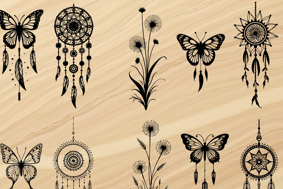 Intra απο ξύλο plywood 3mm-4mm πάχος – Διακοσμητικά floral πρότυπα κοπής λέιζερ Δίασταση  20x20 cm INTRAFABR-123831487