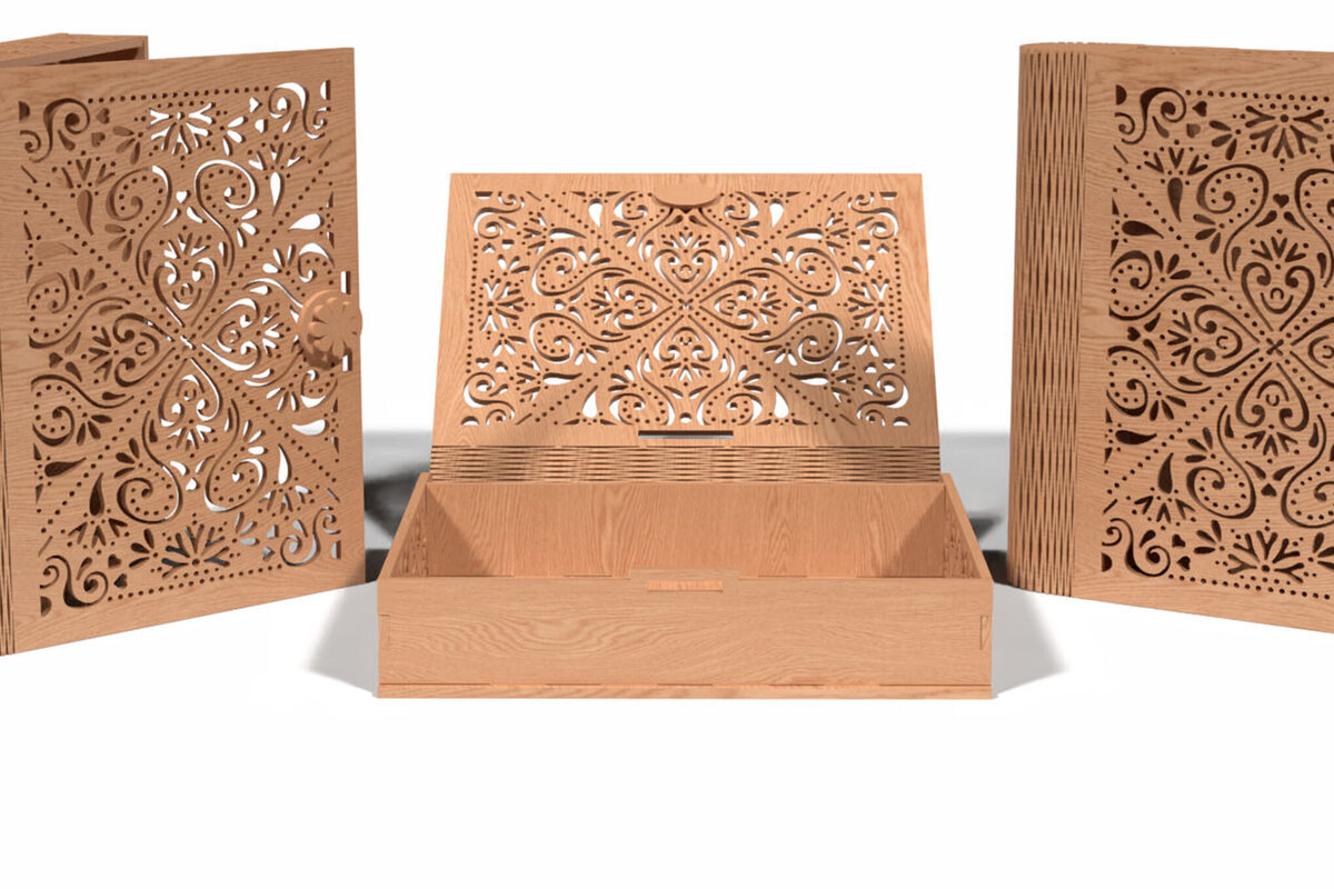 Intra απο ξύλο plywood 3mm-4mm πάχος – Ξύλινο κουτί με διακοσμητικό  κοπής με λέιζερ Δίασταση  20x20 cm INTRAFABR-118221882