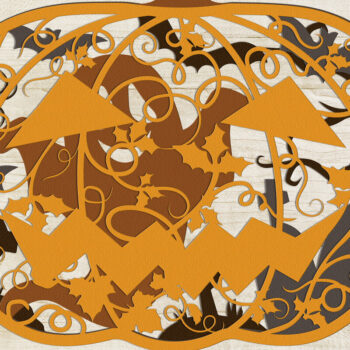 Intra απο ξύλο plywood 3mm-4mm πάχος – Διακοσμημένη αποκριάτικη διακόσμηση κολοκύθας Δίασταση 20x20 cm INTRAFABR-106338836 - Image 1