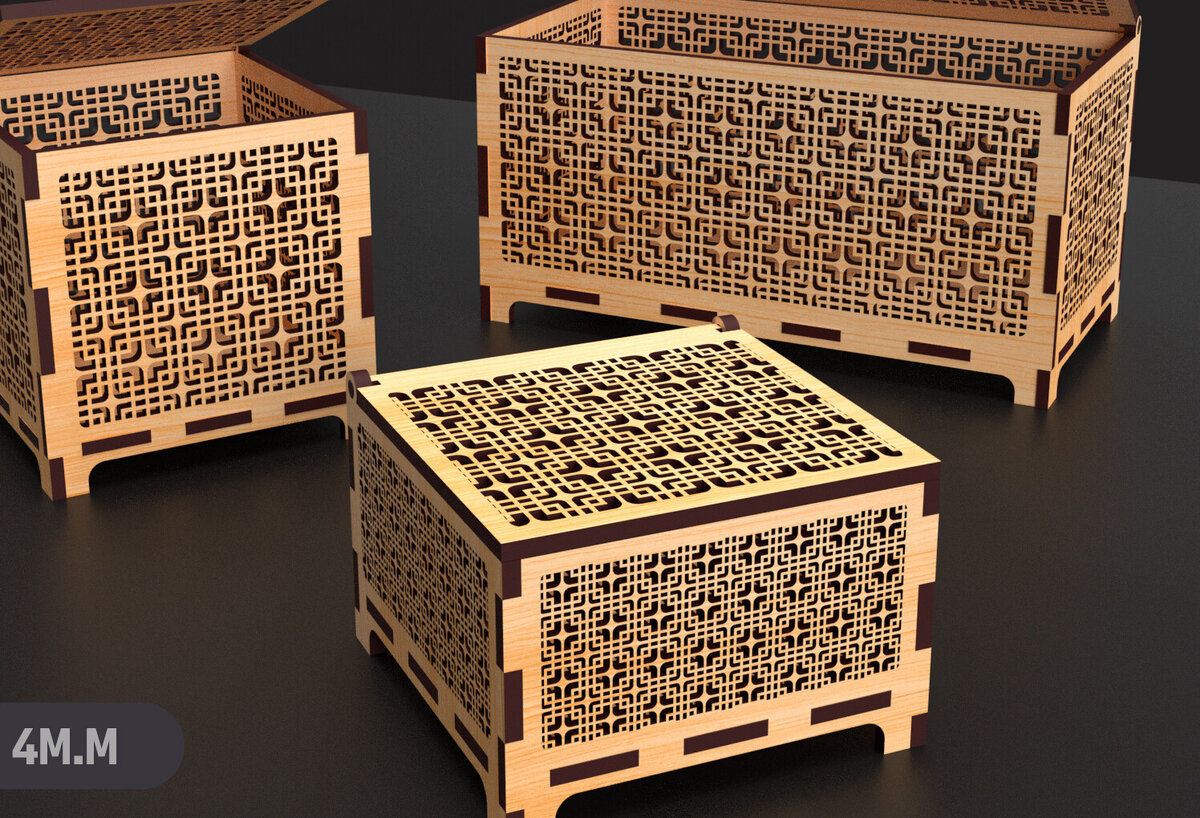 Intra απο ξύλο plywood 3mm-4mm πάχος – Διακοσμητικά Κουτί δώρου Αρχεία κοπής με λέιζερ Δίασταση  20x20 cm INTRAFABR-88277304