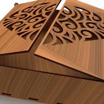 Intra απο ξύλο plywood 3mm-4mm πάχος – Στολίδια Ξύλινο κουτί δώρου Κοπή λέιζερ 11 Δίασταση  20x20 cm INTRAFABR-80968491 - Image 2