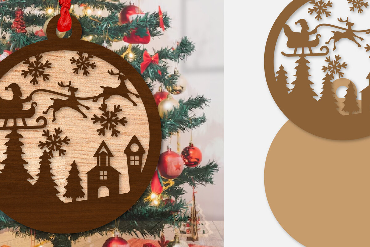 Intra απο ξύλο plywood 3mm-4mm πάχος – Στολίδι Χριστουγεννιάτικο έλκηθρο με λέιζερ Δίασταση  20x20 cm INTRAFABR-110140207
