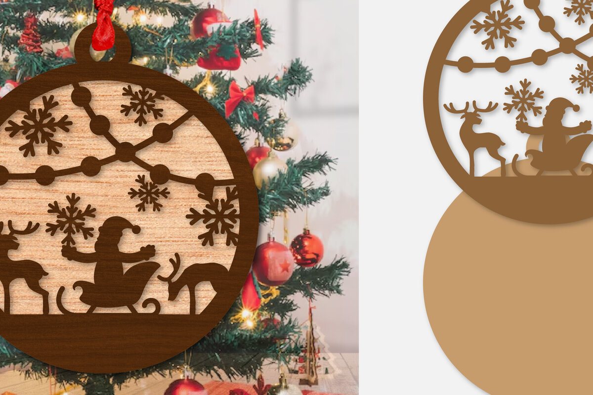 Intra απο ξύλο plywood 3mm-4mm πάχος – Στολίδι Χριστουγεννιάτικο έλκηθρο με λέιζερ Δίασταση  20x20 cm INTRAFABR-110140222