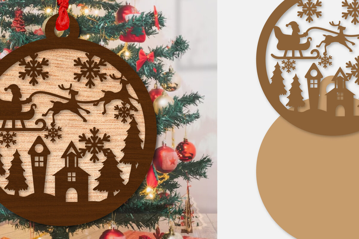 Intra απο ξύλο plywood 3mm-4mm πάχος – Στολίδι Χριστουγεννιάτικο έλκηθρο με λέιζερ Δίασταση  20x20 cm INTRAFABR-110140192