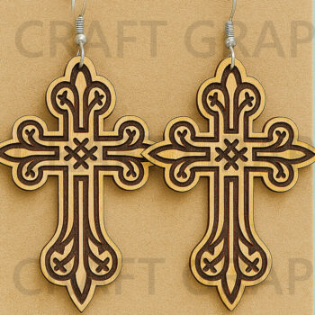 Intra απο ξύλο plywood 3mm-4mm πάχος – Περίτεχνα Σκουλαρίκια Δίασταση  5x5 cm INTRAFABR-124493001 - Image 1