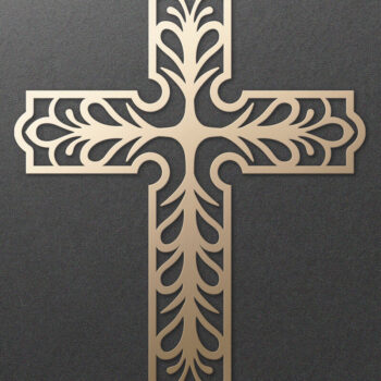 Intra απο ξύλο plywood 3mm-4mm πάχος – Περίτεχνος Faith Cross. Ιησούς Σταυρός Δίασταση 20x20 cm INTRAFABR-115243700 - Image 1