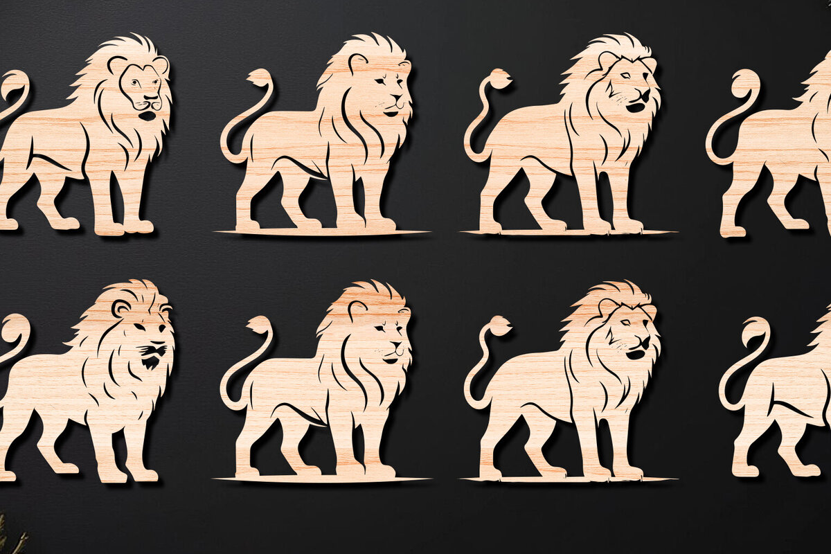 Intra απο ξύλο plywood 3mm-4mm πάχος – Περίτεχνο πρότυπο Lion Head Δίασταση  20x20 cm INTRAFABR-112343485