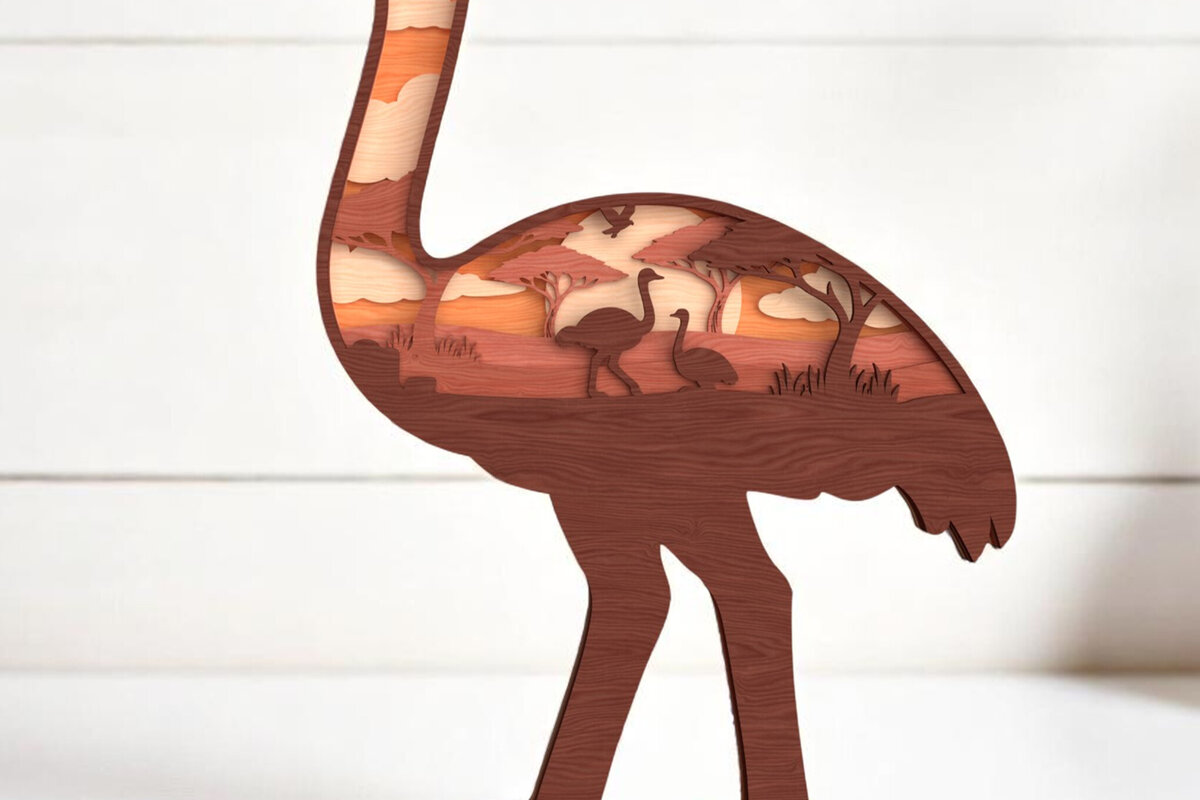 Intra απο ξύλο plywood 3mm-4mm πάχος – Σκηνή σαφάρι στρουθοκαμήλου Δίασταση  20x20 cm INTRAFABR-121364209