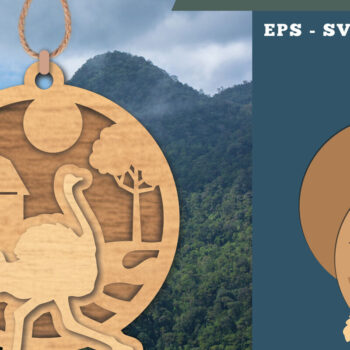 Intra απο ξύλο plywood 3mm-4mm πάχος – Στολίδι με λέιζερ στρουθοκαμήλου στο αγρόκτημα Δίασταση  20x20 cm INTRAFABR-112013362 - Image 1