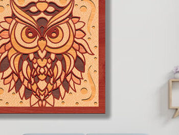 Intra απο ξύλο plywood 3mm-4mm πάχος – Πακέτο κοπής λέιζερ με σκιά με στρώματα Owl Δίασταση 20x20 cm INTRAFABR-84359809 - Image 3