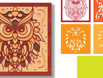 Intra απο ξύλο plywood 3mm-4mm πάχος – Πακέτο κοπής λέιζερ με σκιά με στρώματα Owl Δίασταση 20x20 cm INTRAFABR-84359809 - Image 4